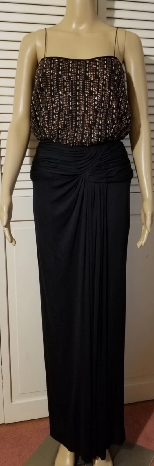 Vintage 70&rsquo;s Jill Richards Size 8 Dress Black Gold Glitter Disco Party Studio 54