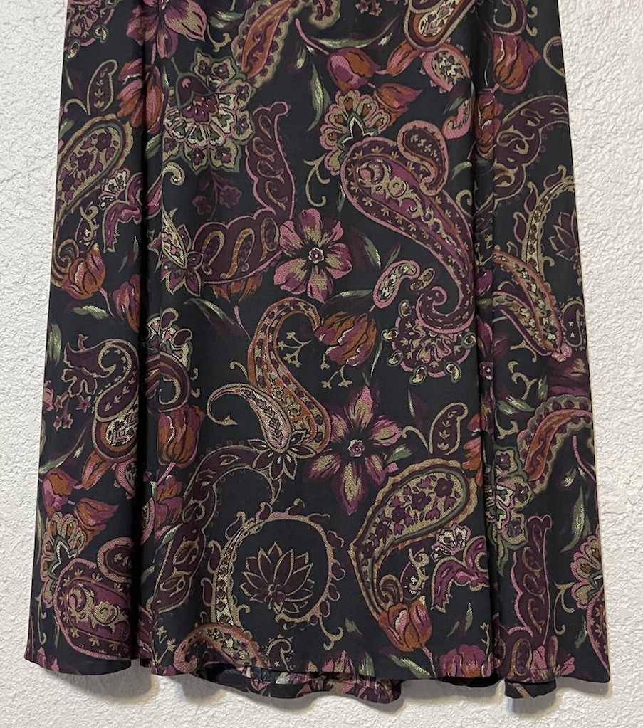 Vintage Bedford Fair Button Up Blazer Floral Zip Skirt Set Paisley Midi Sz 12
