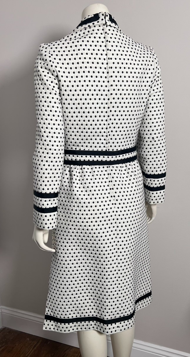 Vintage 1960s Custom Made Polka Dot Dress with Belt – Mod Jackie O Style