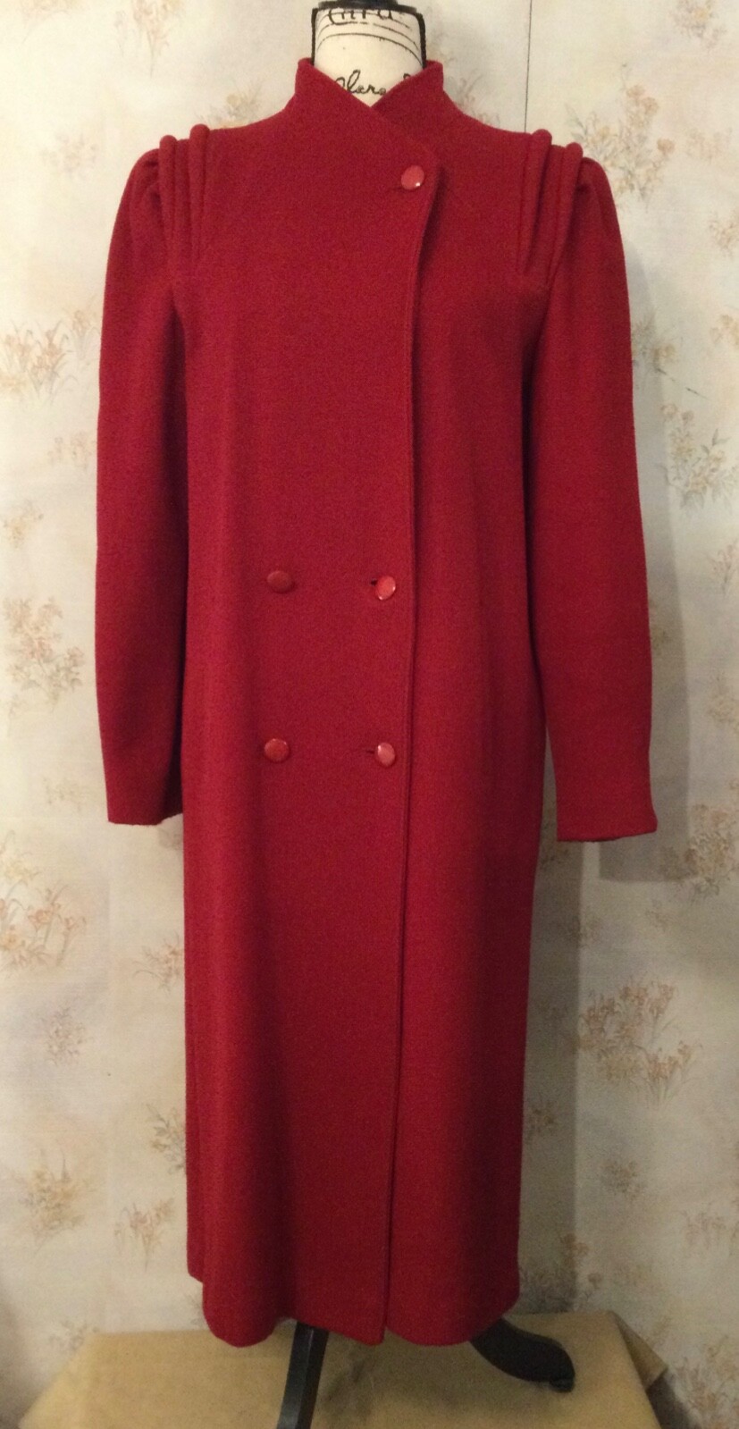 Vintage USA NEW YORK GIRL 7 Juniors/Women&rsquo;s Red Christmas Wool Blend Midi Coat