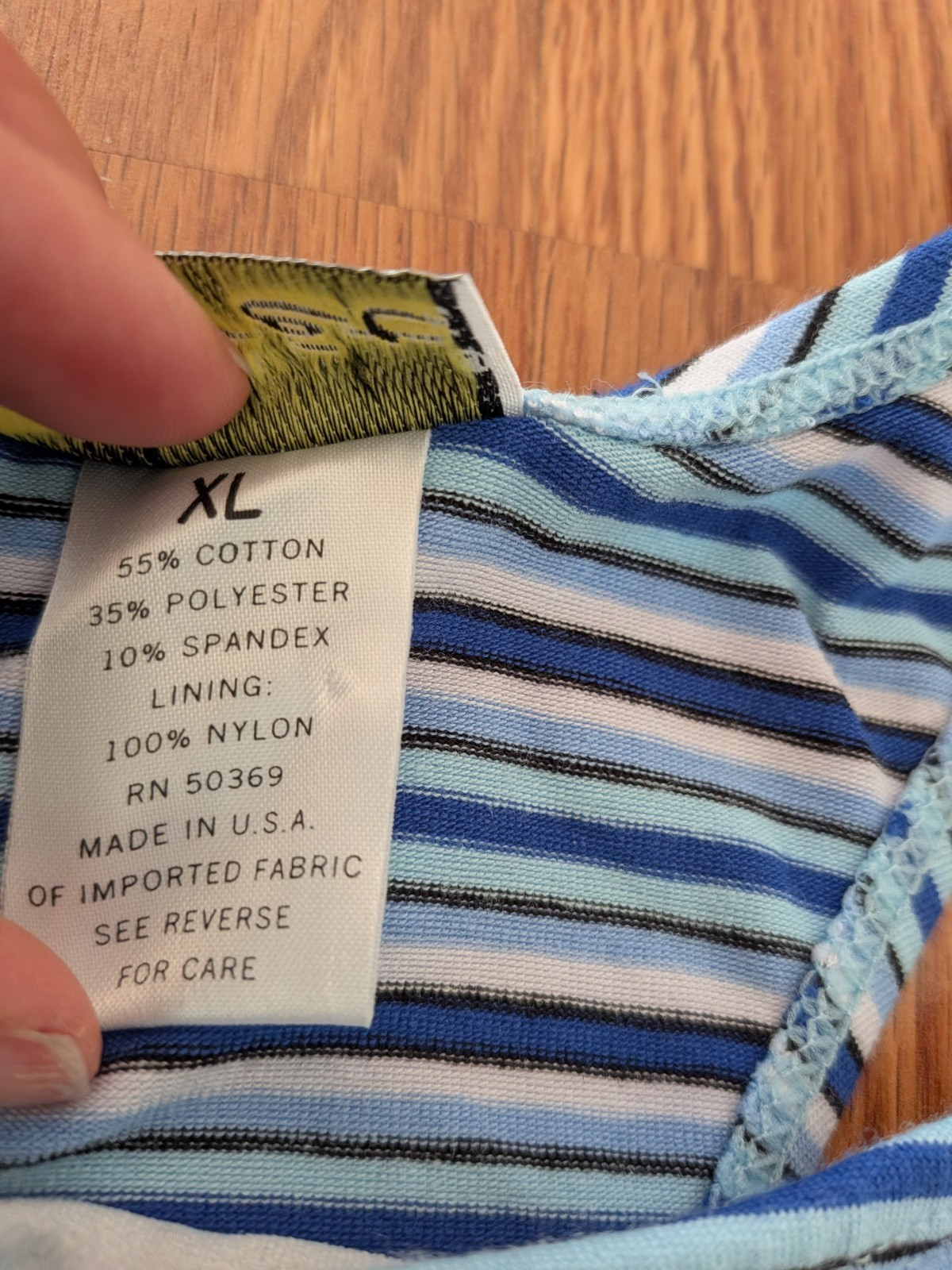 Vintage Jacques Moret workout striped tank top shelf bra 90s blue USA racerback