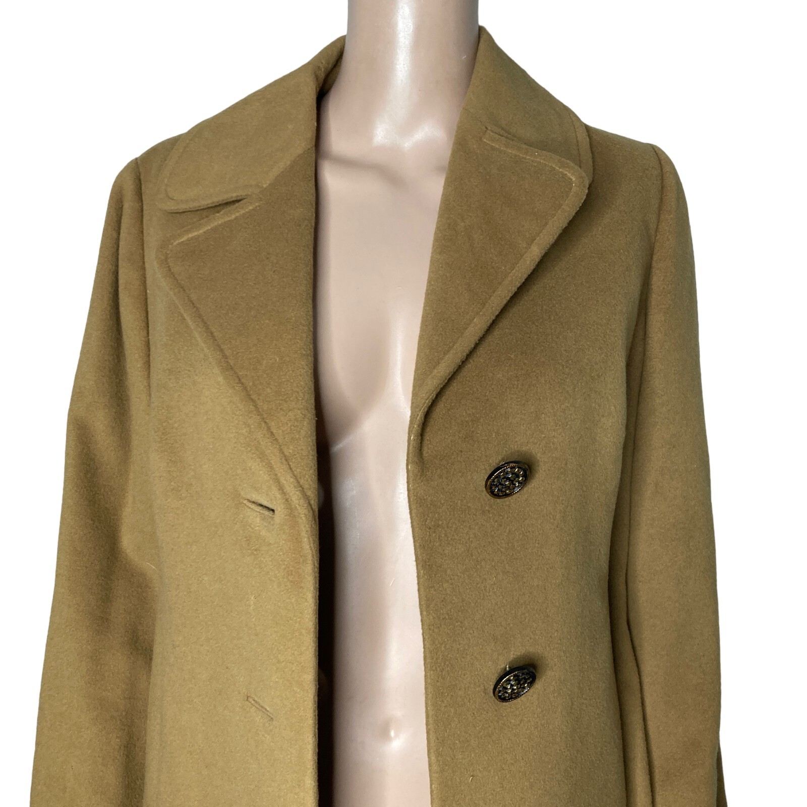 Vintage 40s Cashmere Trench Coat Womens Small Prince Fashions Light Brown