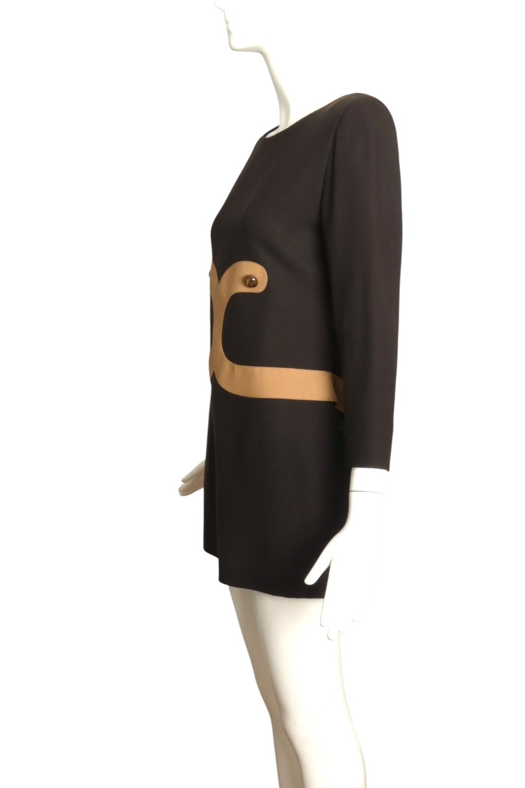 PIERRE CARDIN- 1990s Wool Crepe Shift Dress, Size 4