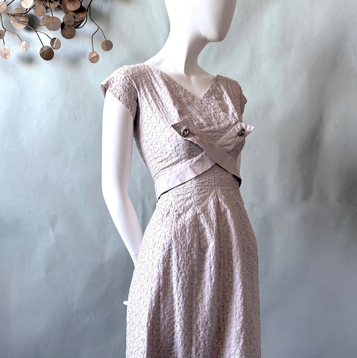 Vintage 1950s Pale Mauve CARLYE Dress I love Lucy Maisel Era Chic sx XS S
