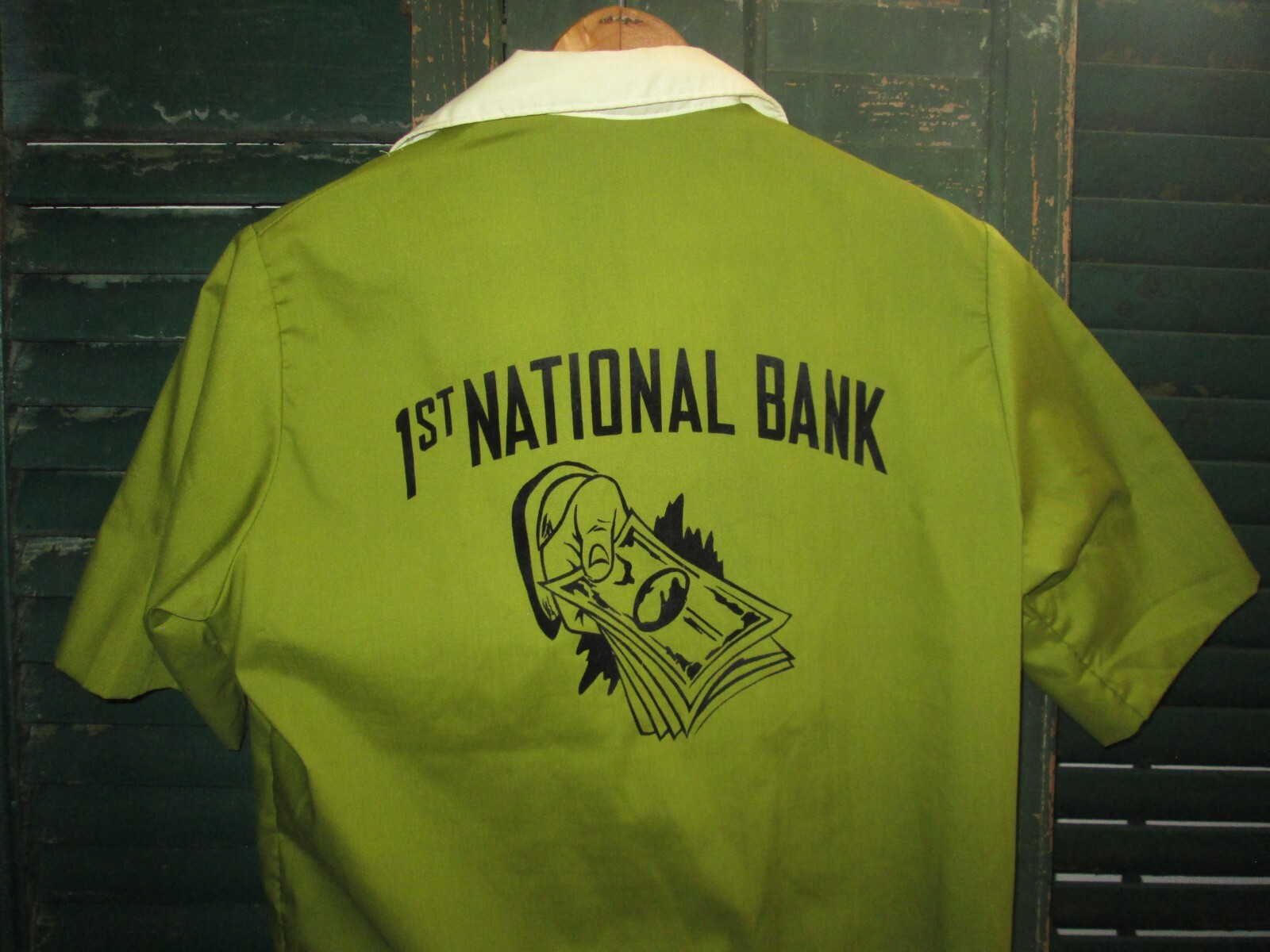 NAT NAST Vtg 1980s 70s 60s CHain Stitch Jean Bowling Shirt 1st National Bank 34
