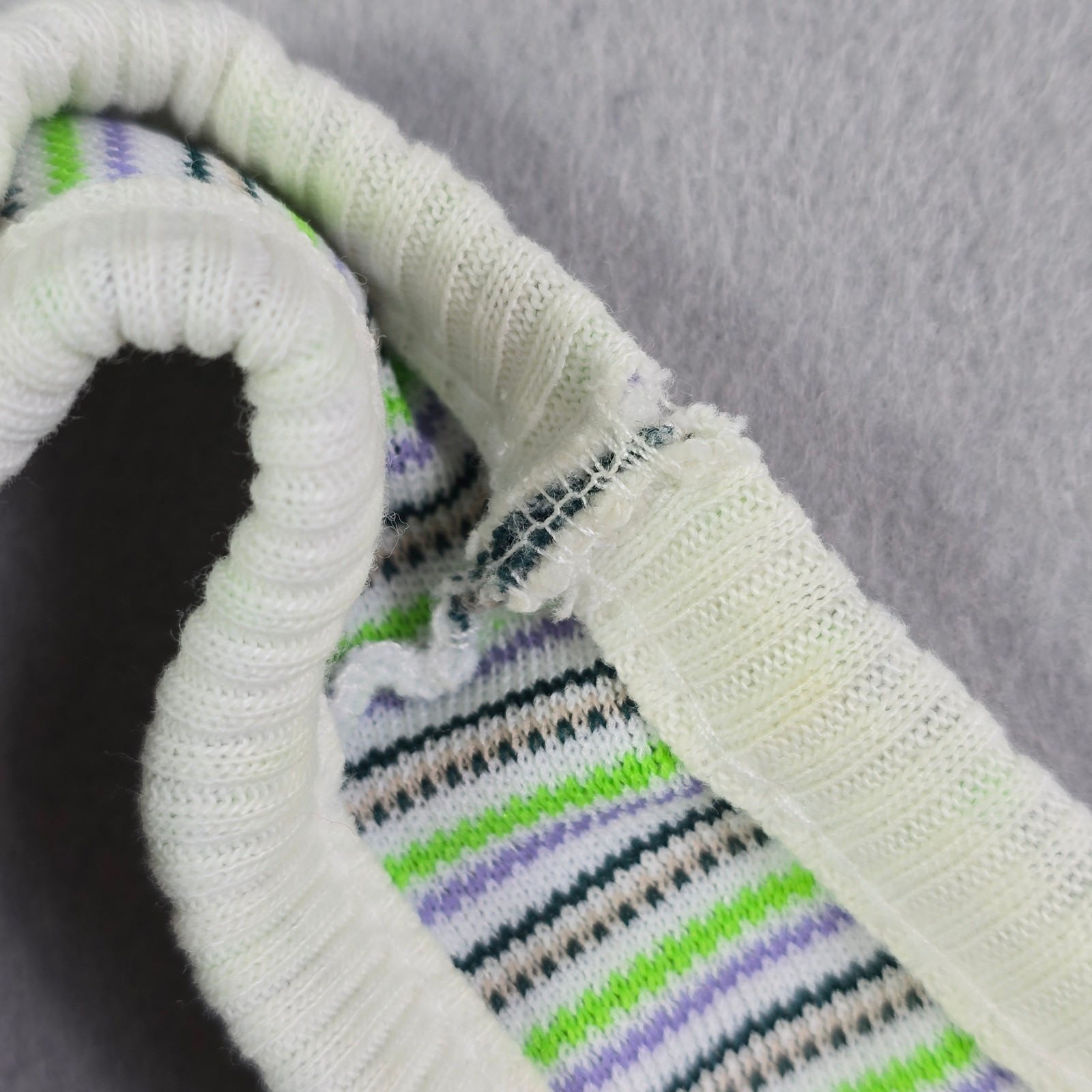 Vintage Striped Knit Ribbed Tank Top Womens Small Green Purple Retro Hippie 70s