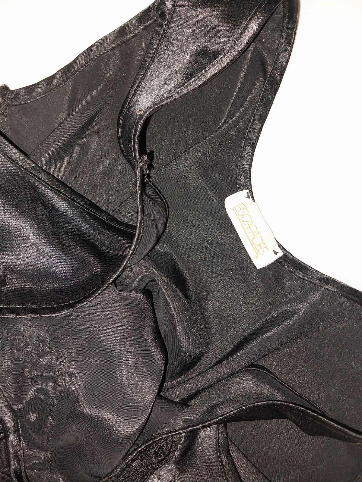 VTG SATIN LIQUID SHINY VENICE LACE INSERT LUXE FARR WEST ESQUE CAMI M
