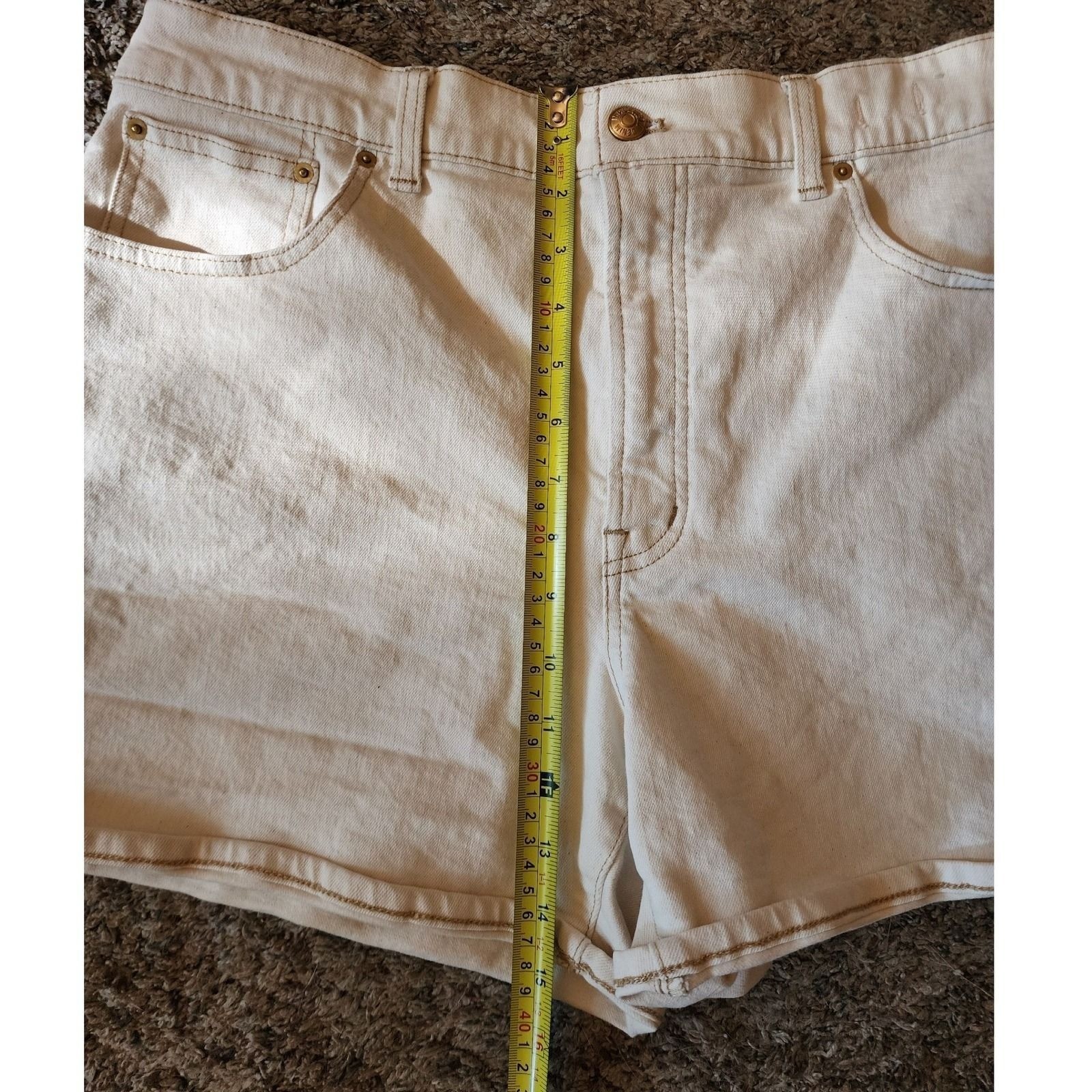 Madewell The Perfect Vintage Mid Length Denim Shorts Ecru Cream High Rise 32