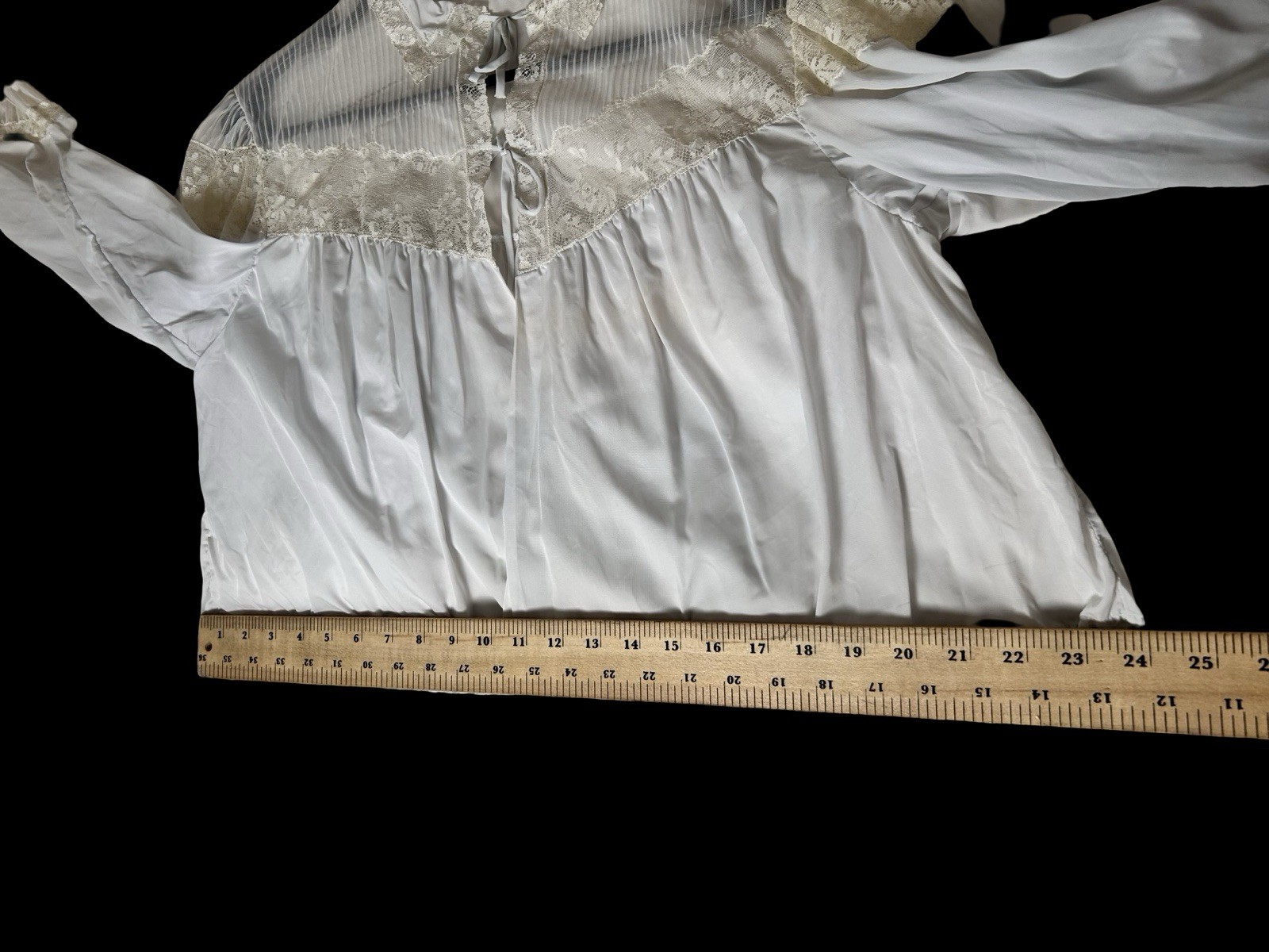 VTG Cropped Bed Jacket Size M Grayish Blue Lace A-line Collared FLAWS READ