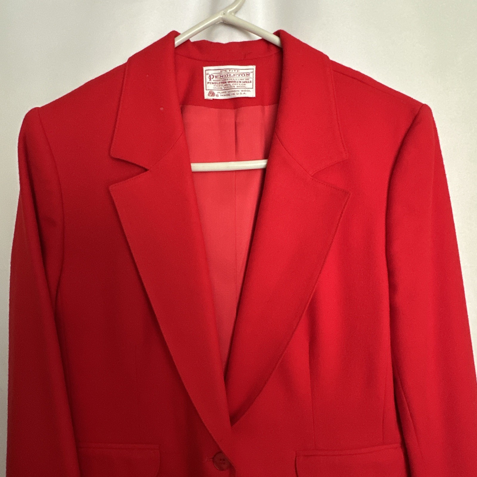 Vtg Pendleton Wool Blazer Jacket Womens Red Lined USA Sz- 12 Petite #750