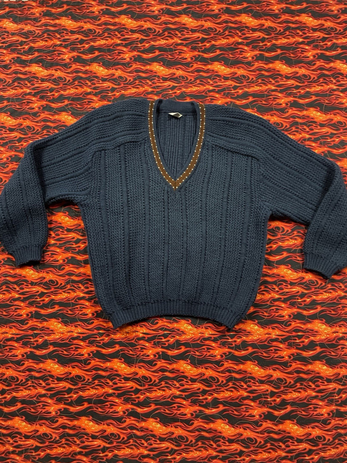 VTG Rare Fiorucci Milano Made In Italy Knitted Sweater Preppy School Boat Navy L