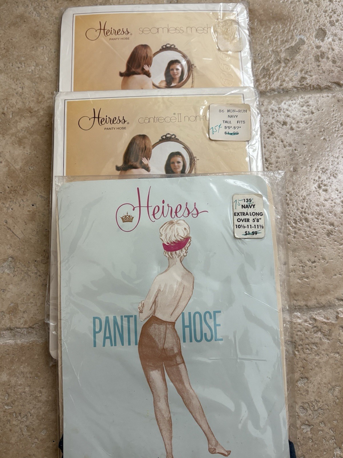 Vintage Heiress Lot Of 4 Size Tall Navy Seamless New In Package