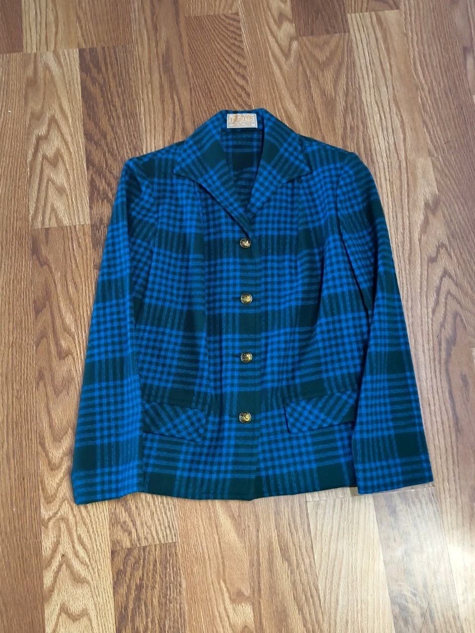 Vintage 1950s Pendleton Virgin Wool Blazer Jacket Thistle Buttons Button Front