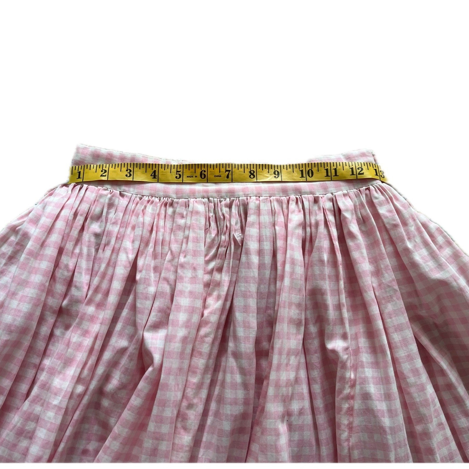 Handmade Vintage 60s Pink Gingham Two Piece Set Floral Lace Cottagecore Sz S