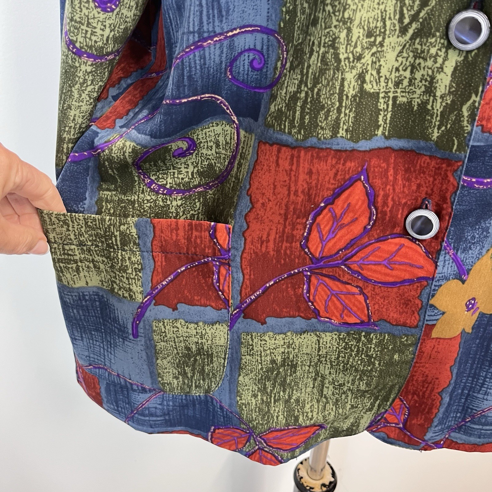 Vintage Peter Popovitch Blazer Jacket size Medium 90&rsquo;s Y2K Artsy Flowers Pockets