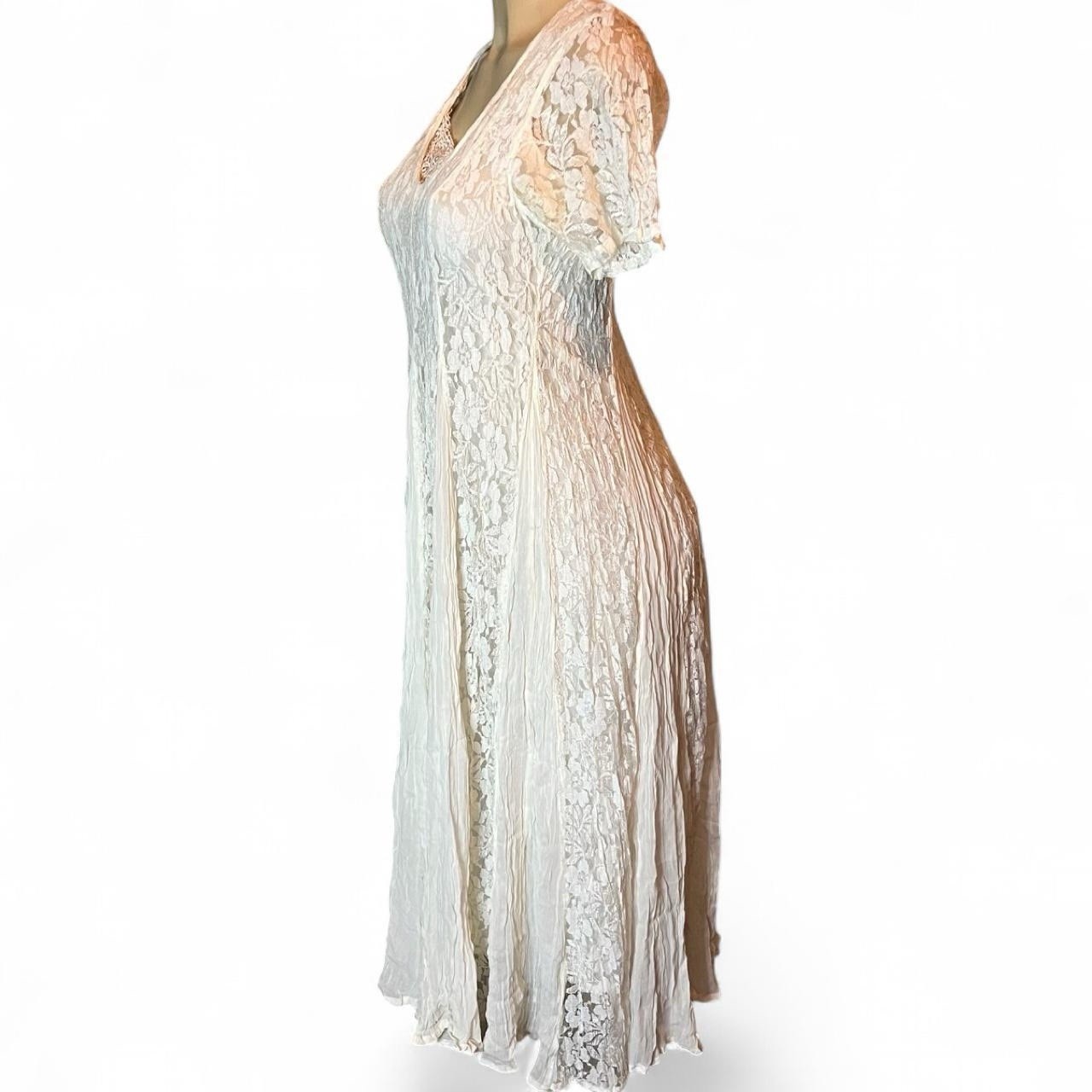 Vintage 80s White Ivory Lace Romantic Maxi Dress Nostalgia Size Small