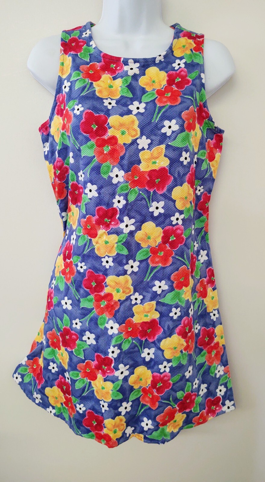 California Concepts Vintage 1990s Technicolor Flower Sleeveless Mini Dress Sz 11