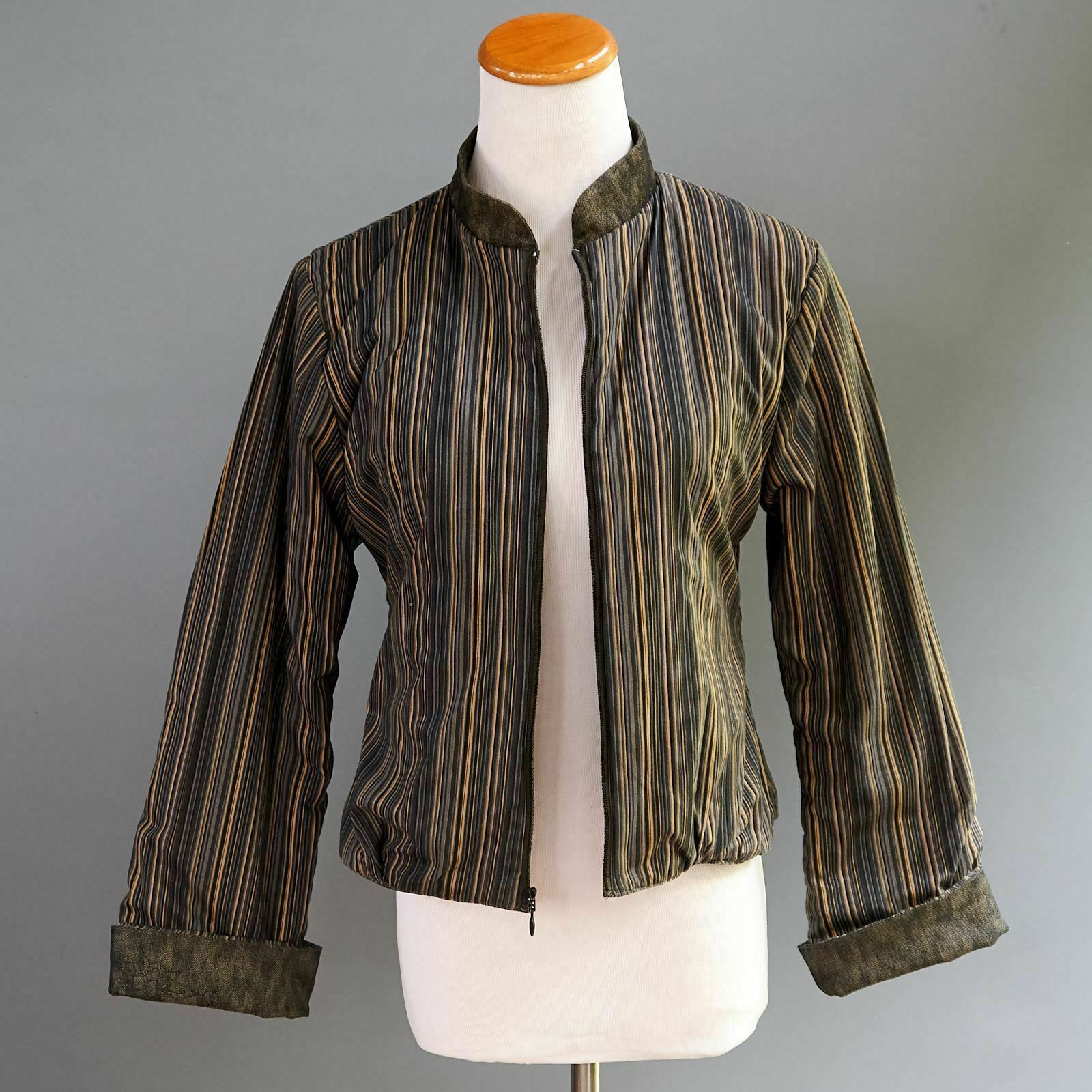 VTG Kenzo Jungle Fitted Racer Jacket Coat Graphic Tattoo Print Stripe Lining XS