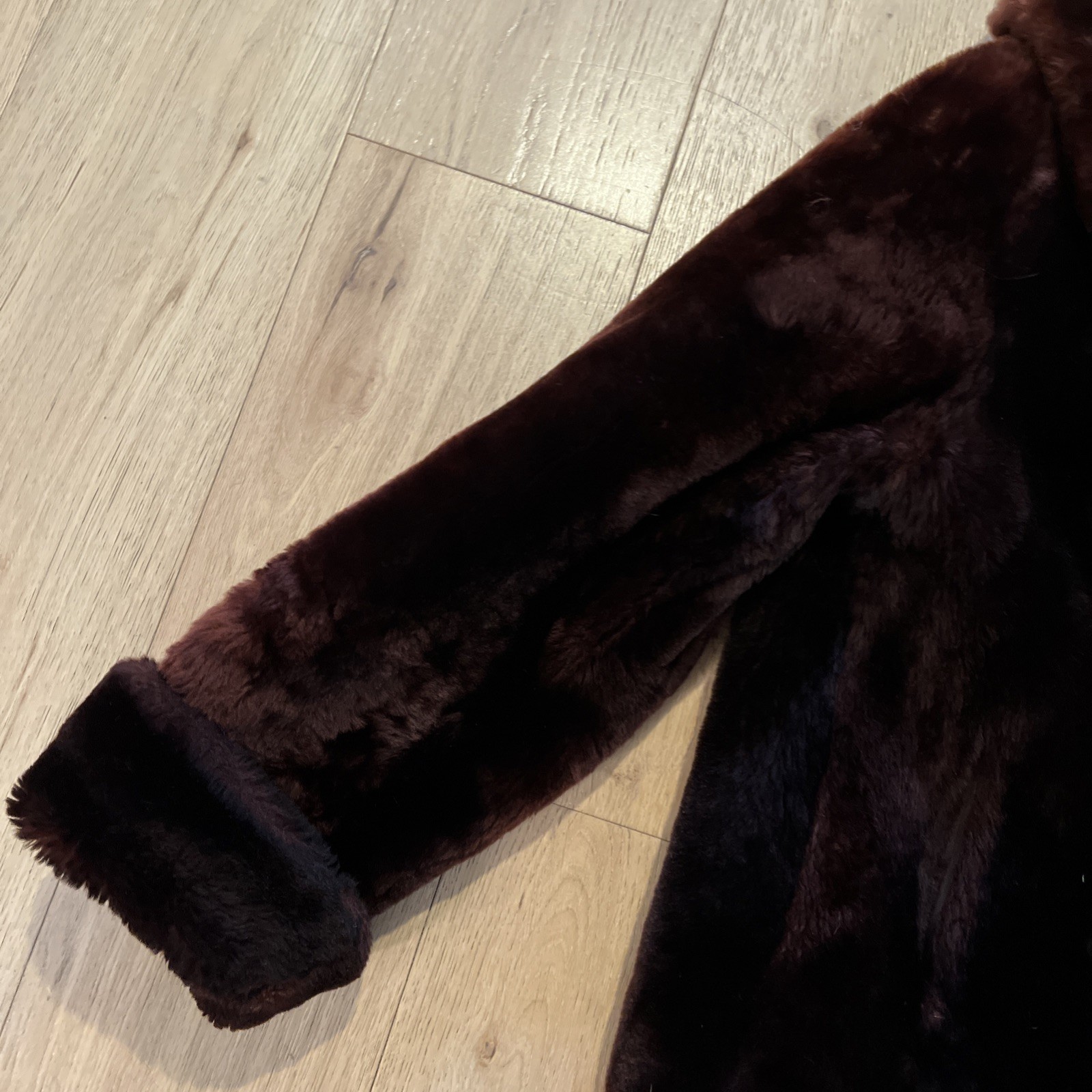 Vintage Brown Real Fur Jacket With Shawl Collar and Satin Lining. S/M