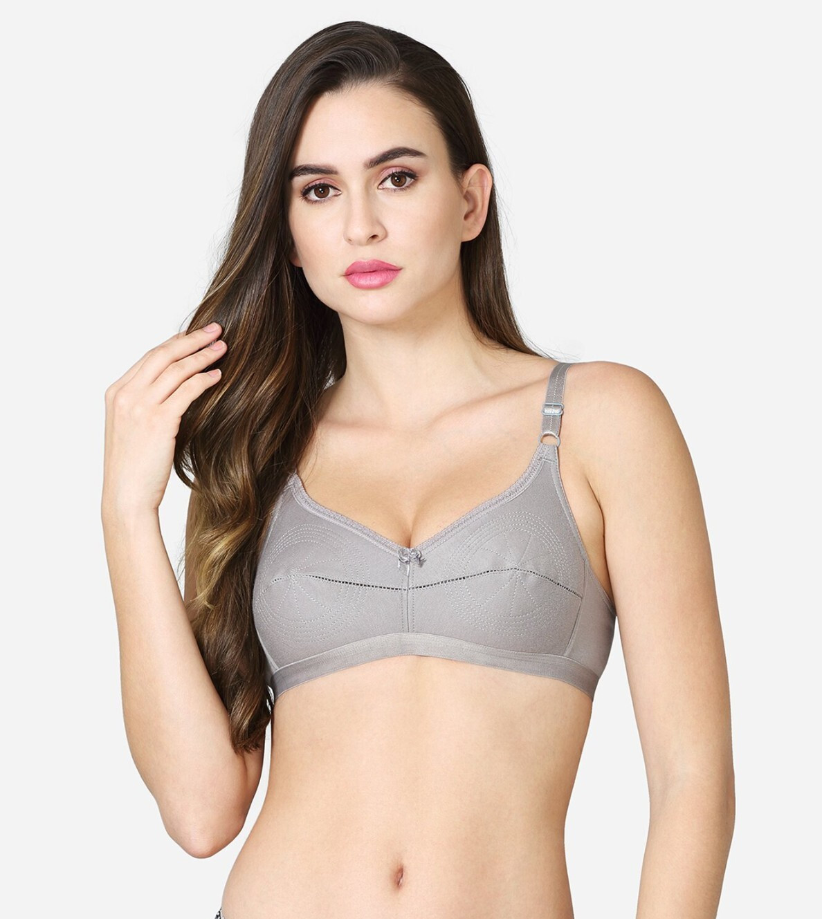 Gray Bullet Bra Organic Cotton – Vintage Retro Bra (Plus Size Available) Elastic