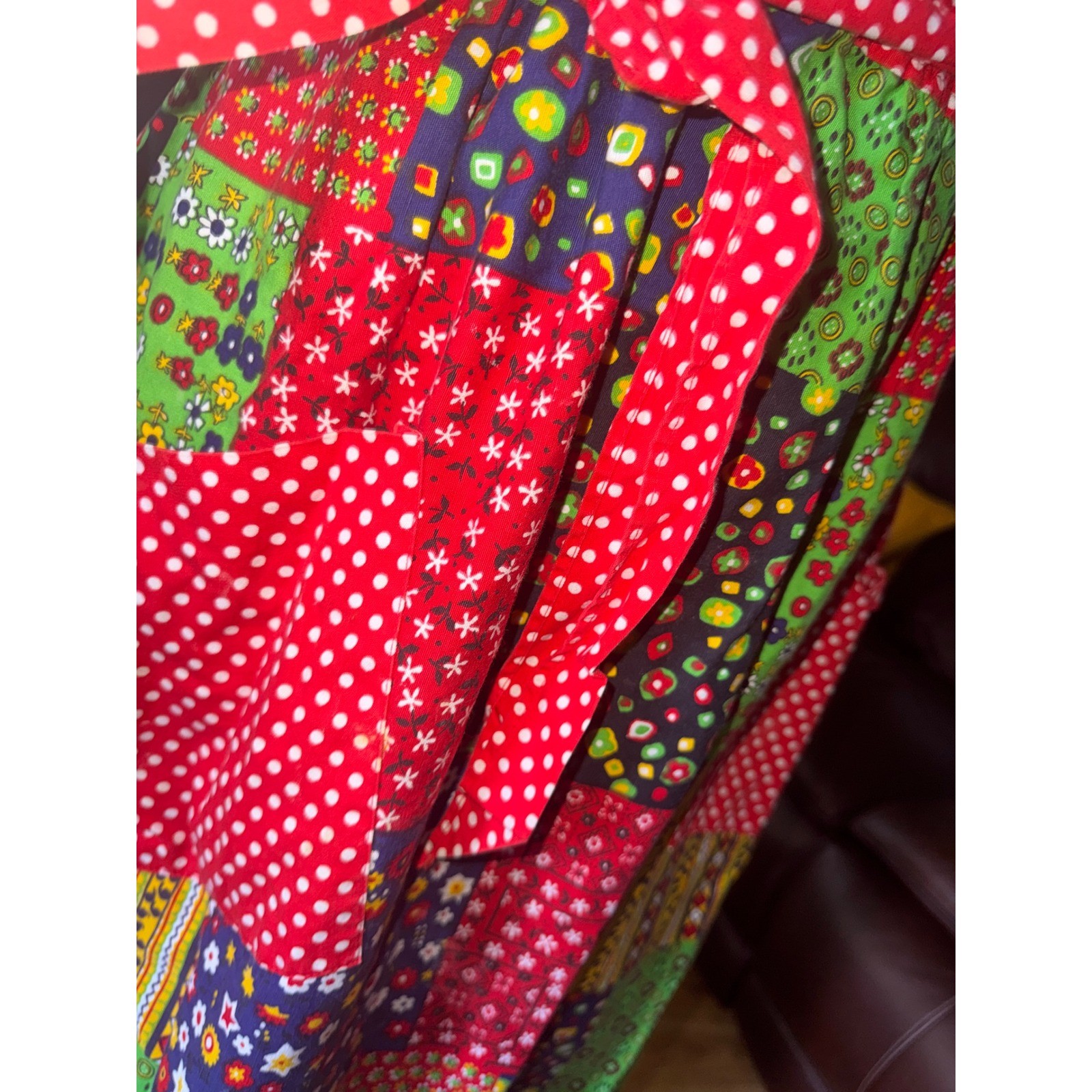 Vtg 70s Kenton Collection Patchwork Maxi Apron Dress Cotton Floral Retro S