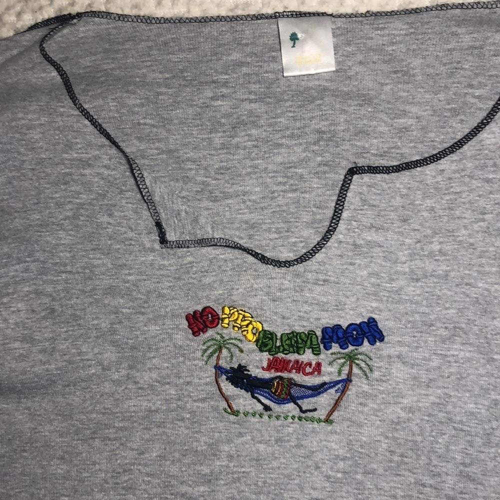Vintage No Problem Mon Jamaica Long Sleeve Crop Top