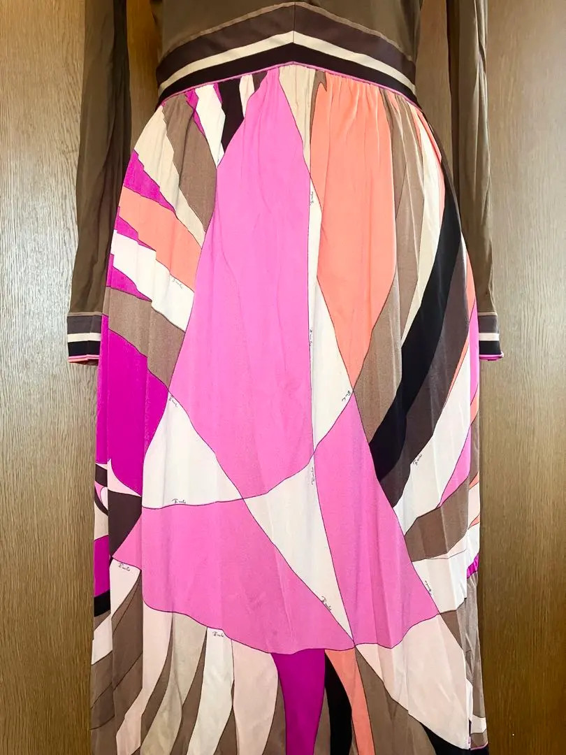 EMILIO PUCCI Silk Jersey Dress Iconic Print Size S 1960s VINTAGE Italy used