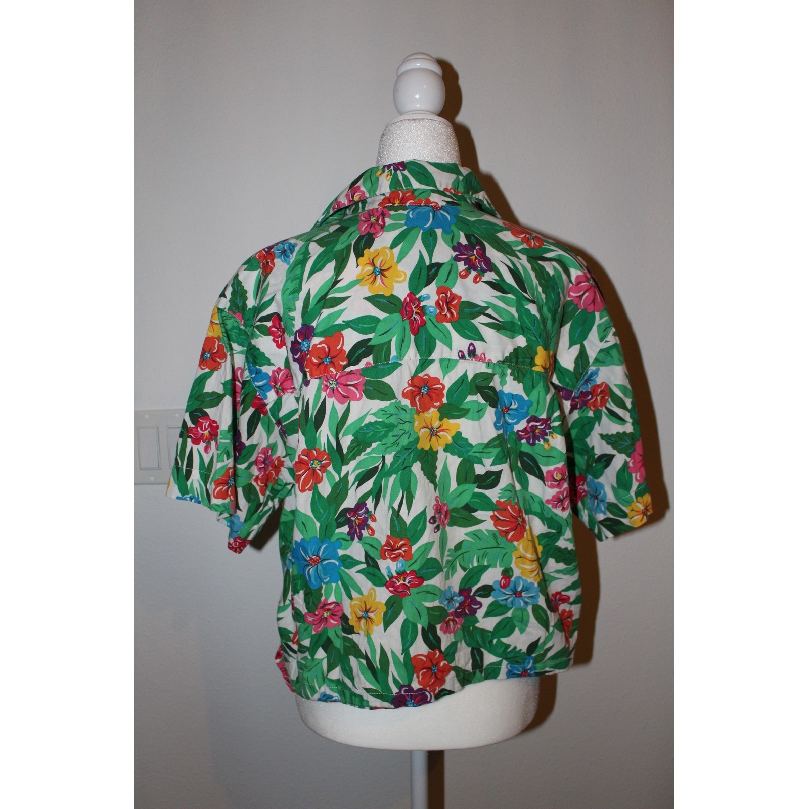 VTG Liz Sport Tropical Floral Cotton Button Down Shirt Women&rsquo;s Size Large