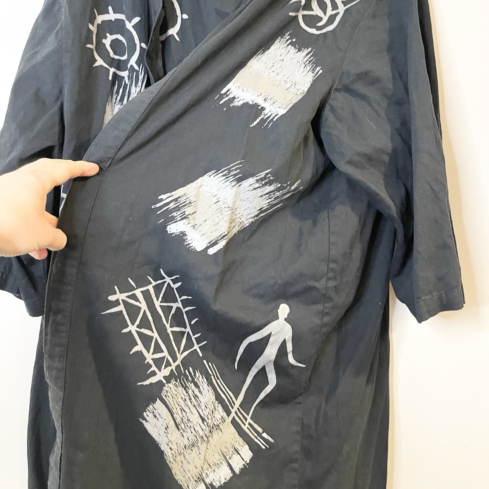 Vintage 90s Y2K Fixation Artsy Lagenlook 2 Piece Maxi Cardigan Duster Tribal 1X
