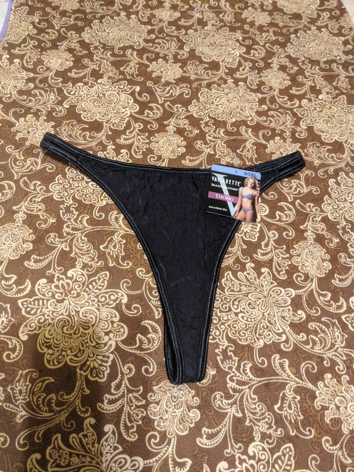 Vintage Vassarette Satin Second Skin Thong Panties Size 9/2XL