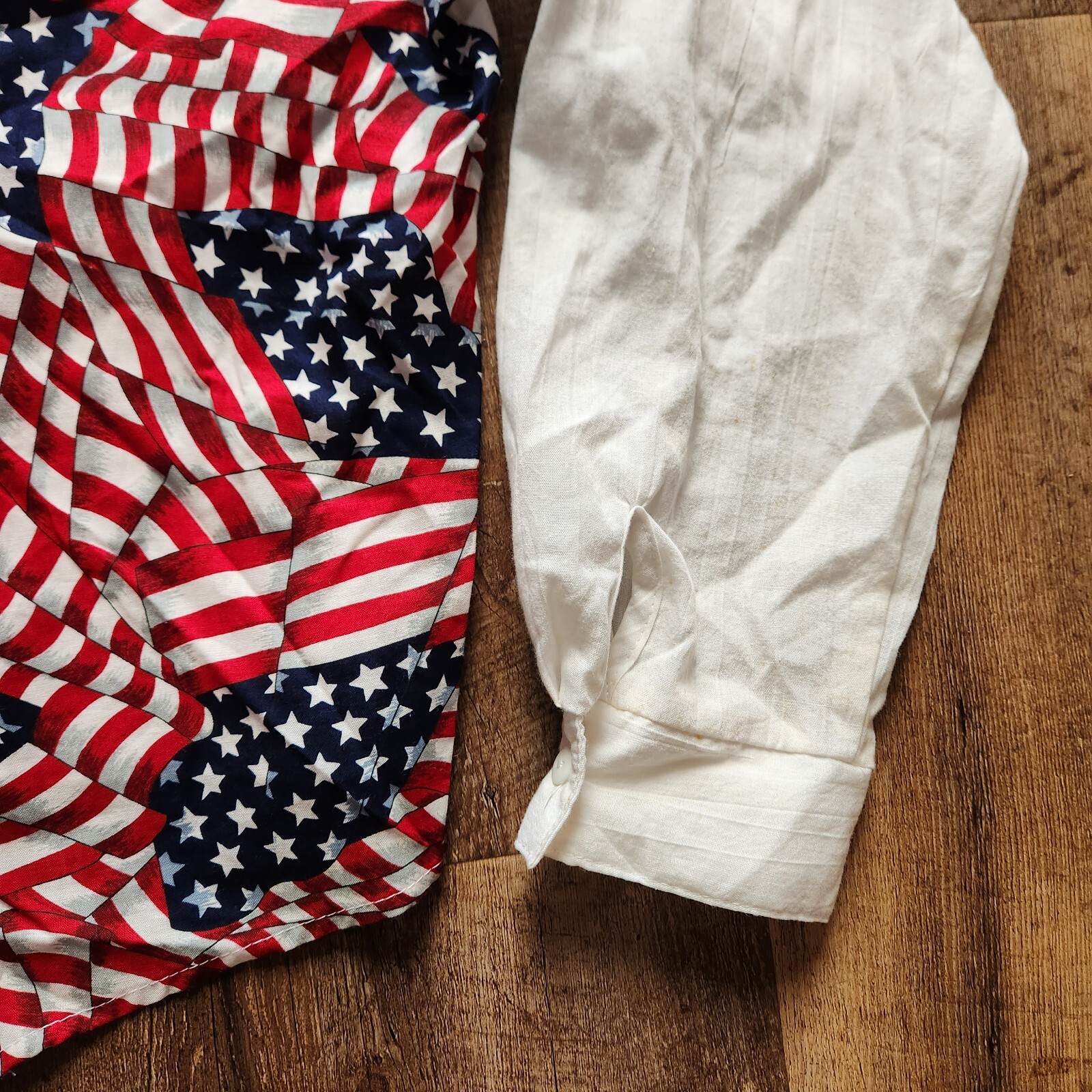 W@W! Tapestry XL Long Sleeve Button Down Shirt American Flag Vintage