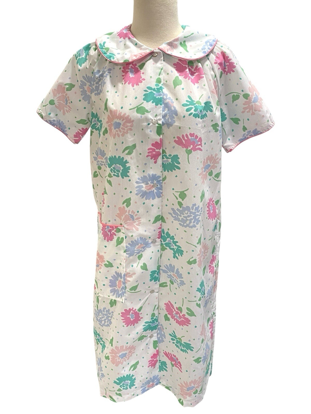 Vintage Caper Coat Floral Snap Housecoat Robe Go-Go Mod Floral Grannycore