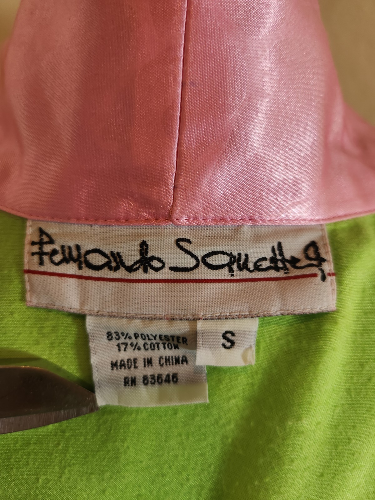 Fernando Sanchez Polyester/Cotton Short Robe Lounger Size S Green Pink