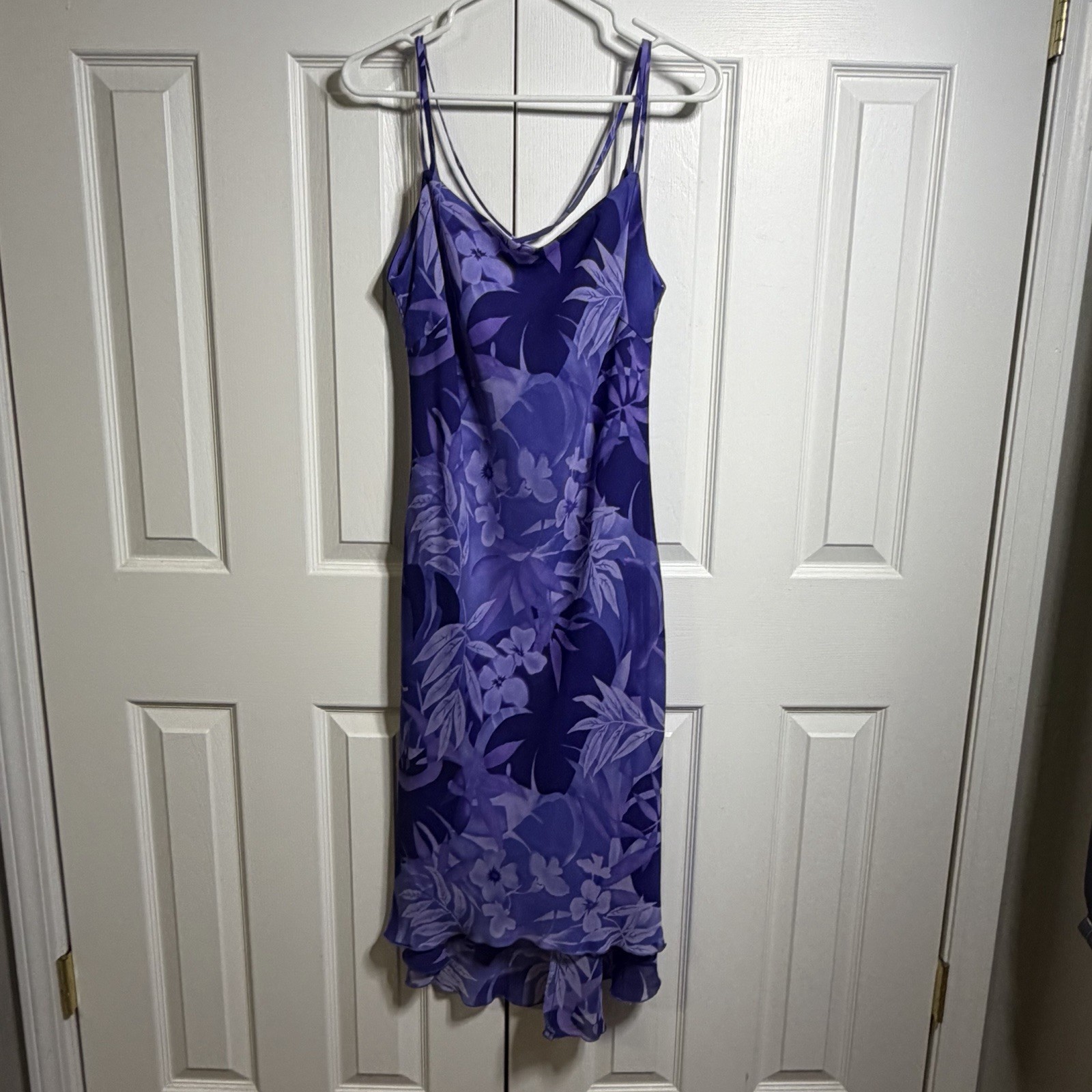 Vintage Steppin Out Purple Floral Dress Size 8/10 Formal Lace Back 90s Y2K