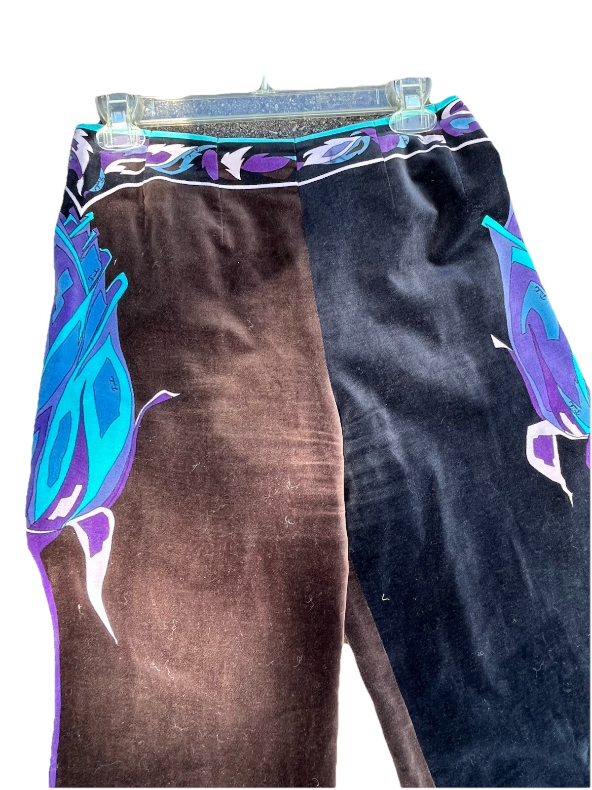 EMILIO PUCCI c.1960-70’sMulticolor Rose Silk Velvet Palazzo Wide Leg Pants S