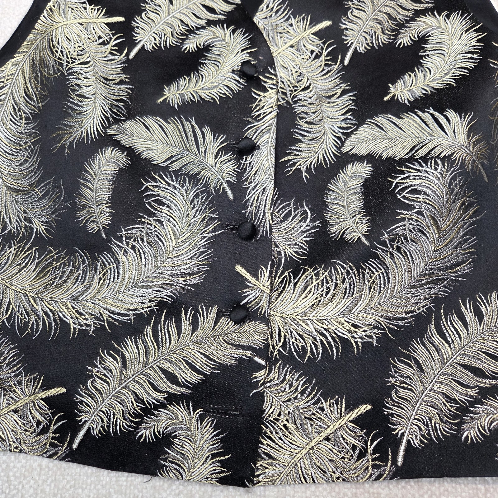 Vintage 90’s EMANUEL Emanuel Ungaro Feather Pattern Silk Rayon Blend Vest 4/38
