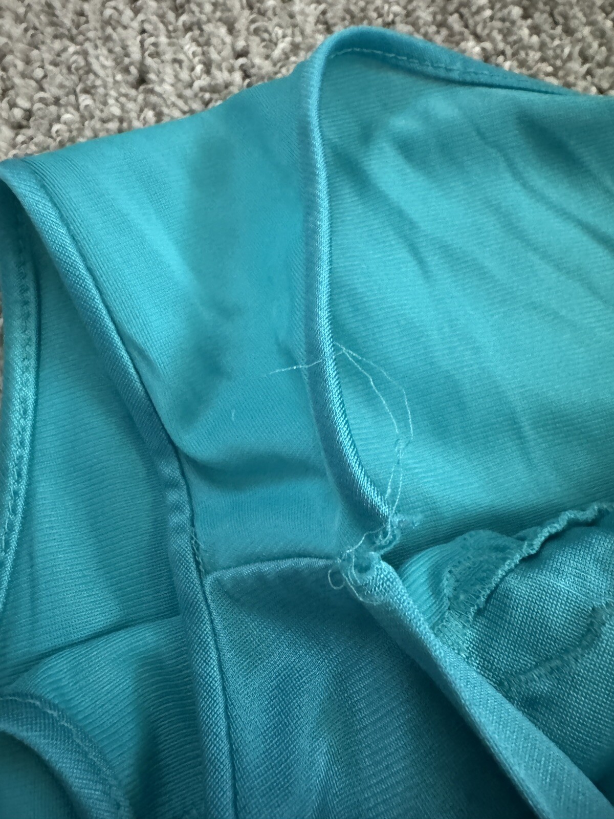 Vanity Fair Vintage Tank Top Nightgown Teal Green Mid Length Lace Satin USA Med