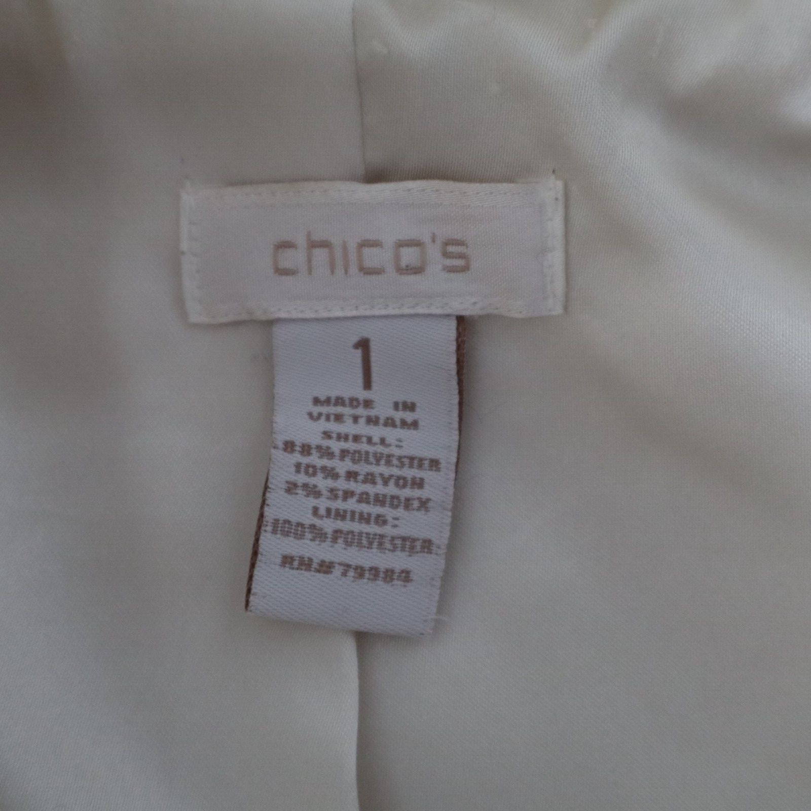 Vintage Chico&rsquo;s Jacket Coat Winter White w Black Buttons Size 1 Medium