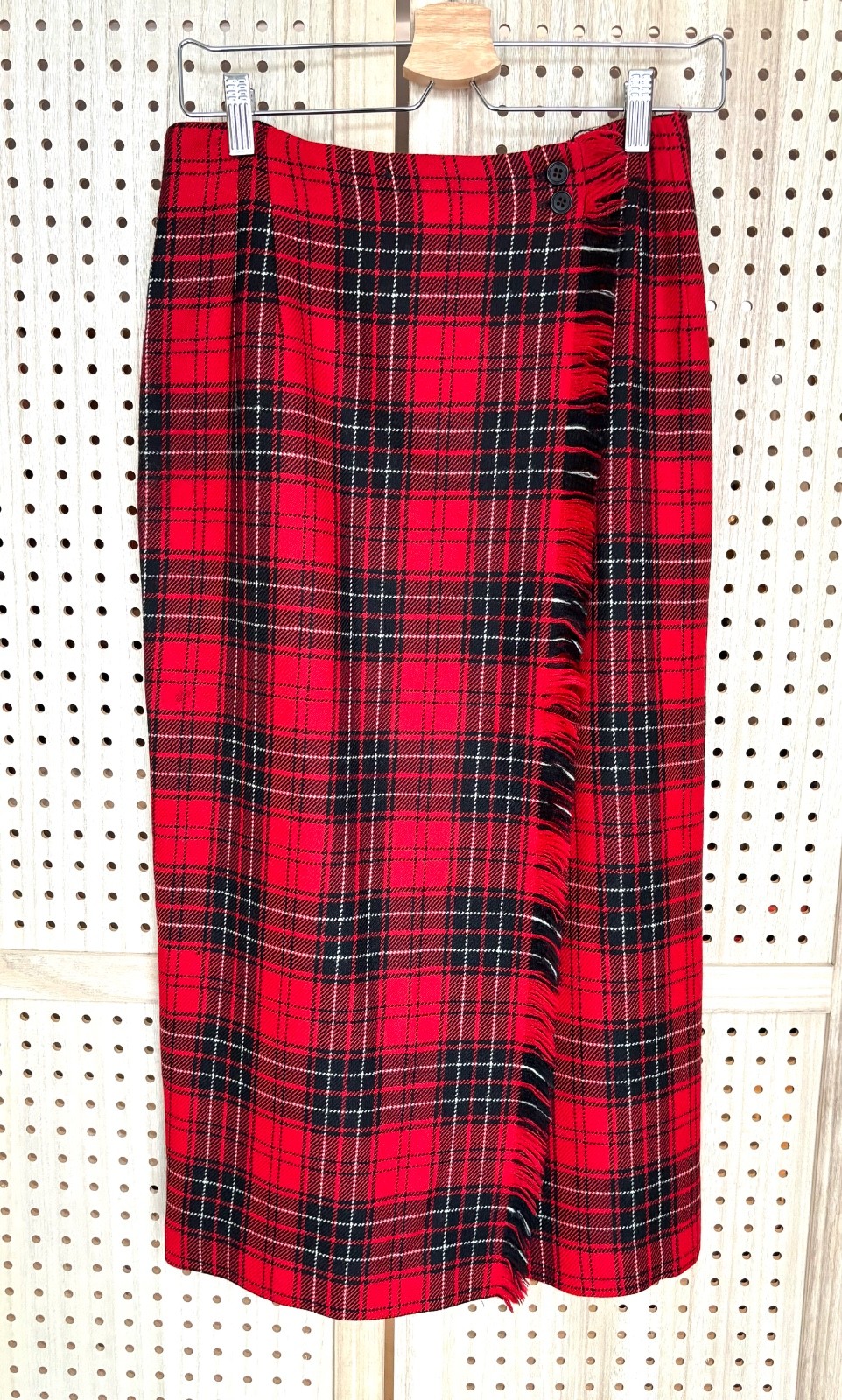 Vtg 90&rsquo;s Rafaella Worsted Wool Red Tartan Plaid Skirt 28&Prime; Waist Sz 4 – FLAWS