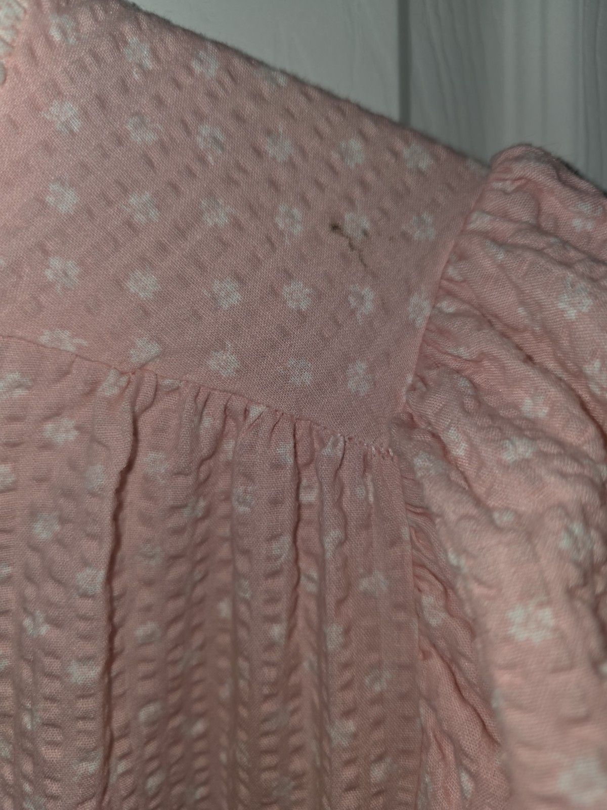 Vintage Miss Elaine Ruffle Pink Floral Nightgown (Medium)