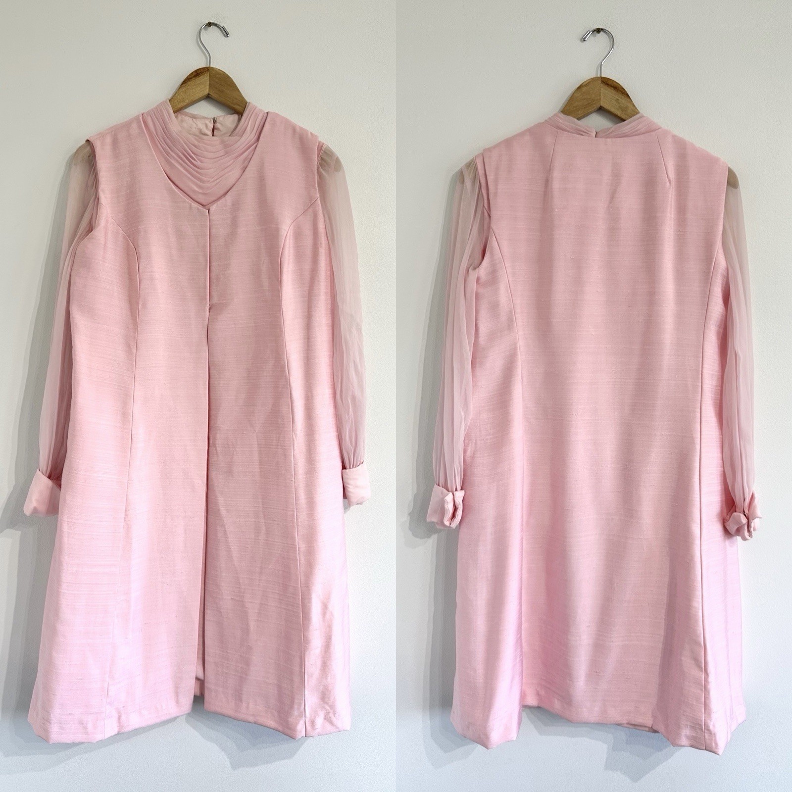 Vintage Emma Domb Dress Light Pink Color Jacket set Sz 6 Jackie O
