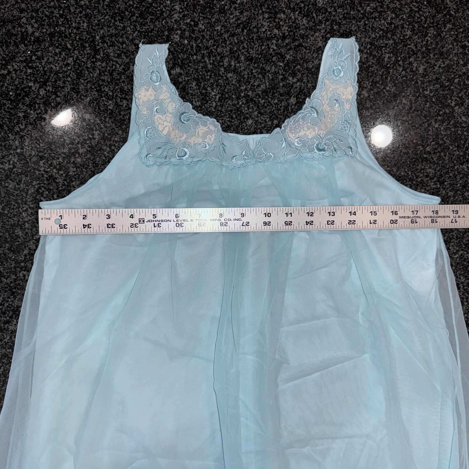 Vintage Miss Elaine Nightgown MEDIUM Light Blue Floral Style 59