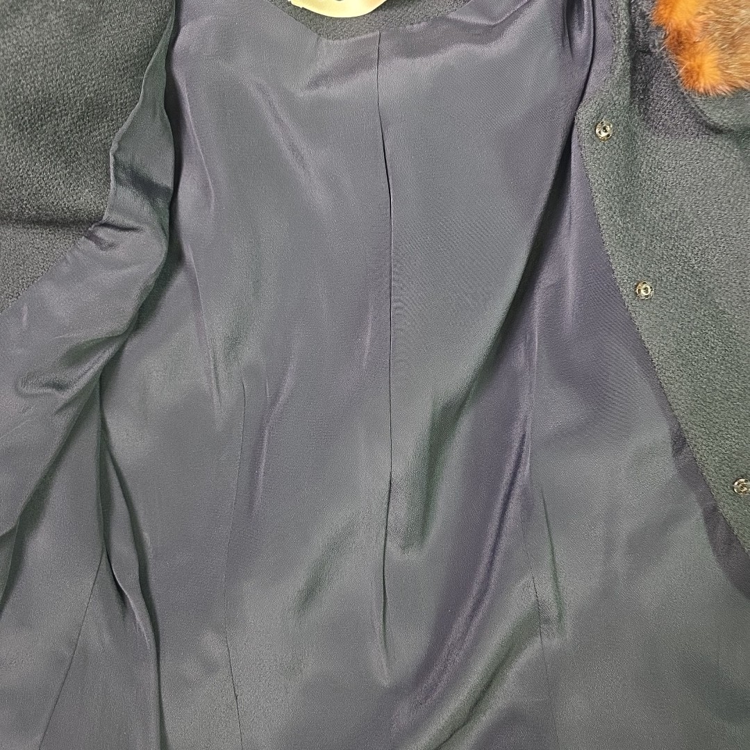 Vintage Lilli Ann Black Wool Suit Set w Genuine Fur Collar 2 Pc Small