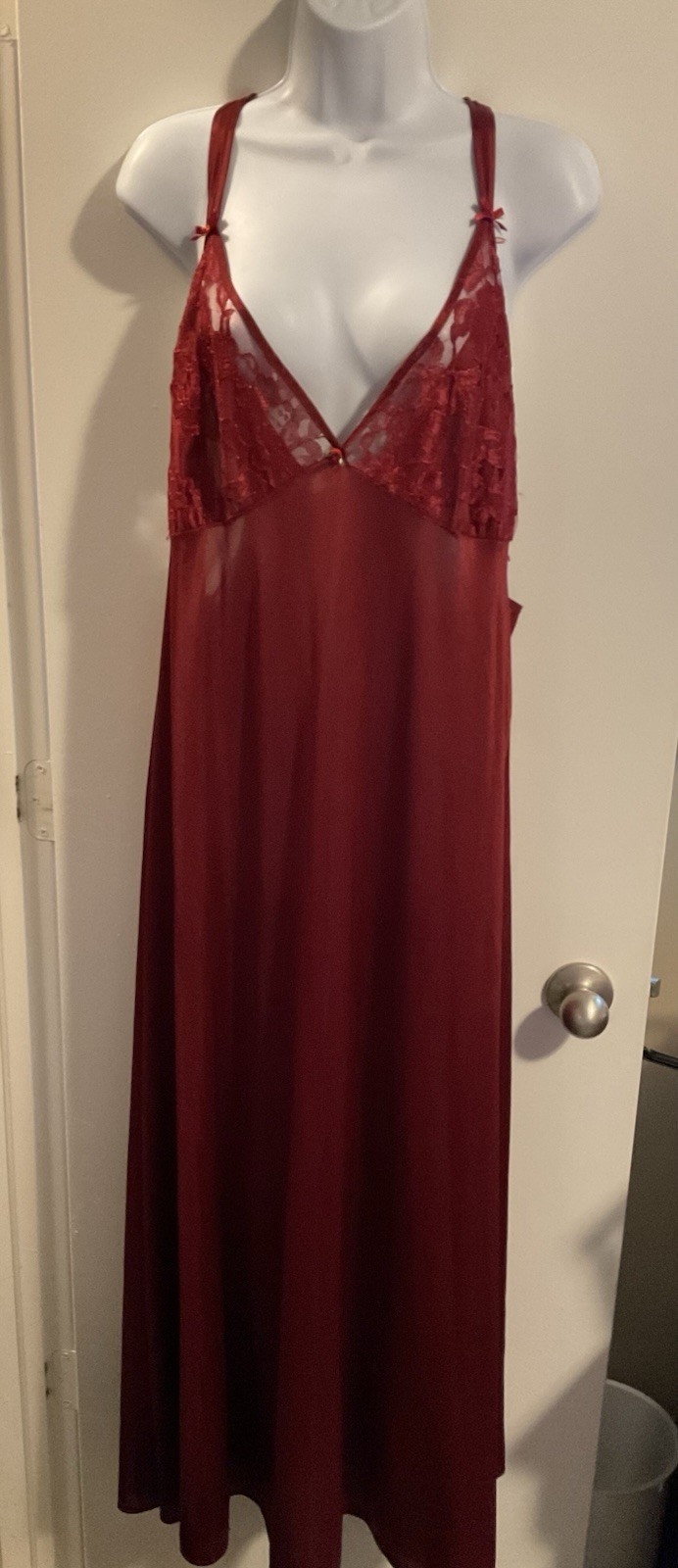 Vintage Petra Fashions Gown Long Burgundy Cross back Size 3XL Sexy Feminine