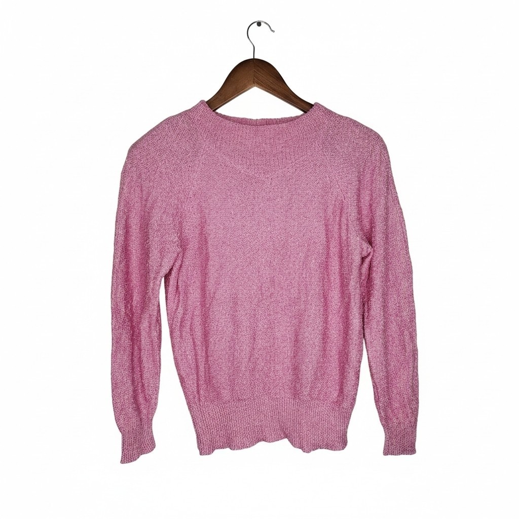 1980s French Rags Hand Loomed Pullover Vintage Sweater in Pink Size S