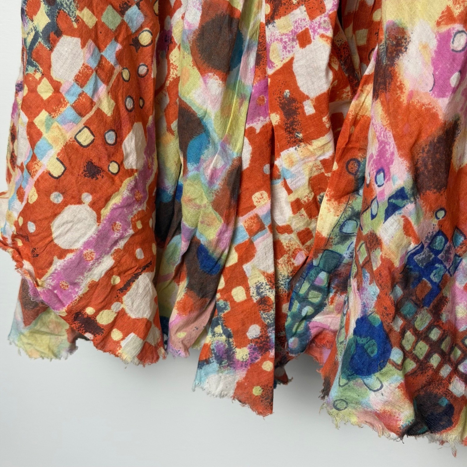 VTG Sandy Starkman Boston Proper Midi Skirt Fairy Eclectic Raw Dyed Patchwork XS