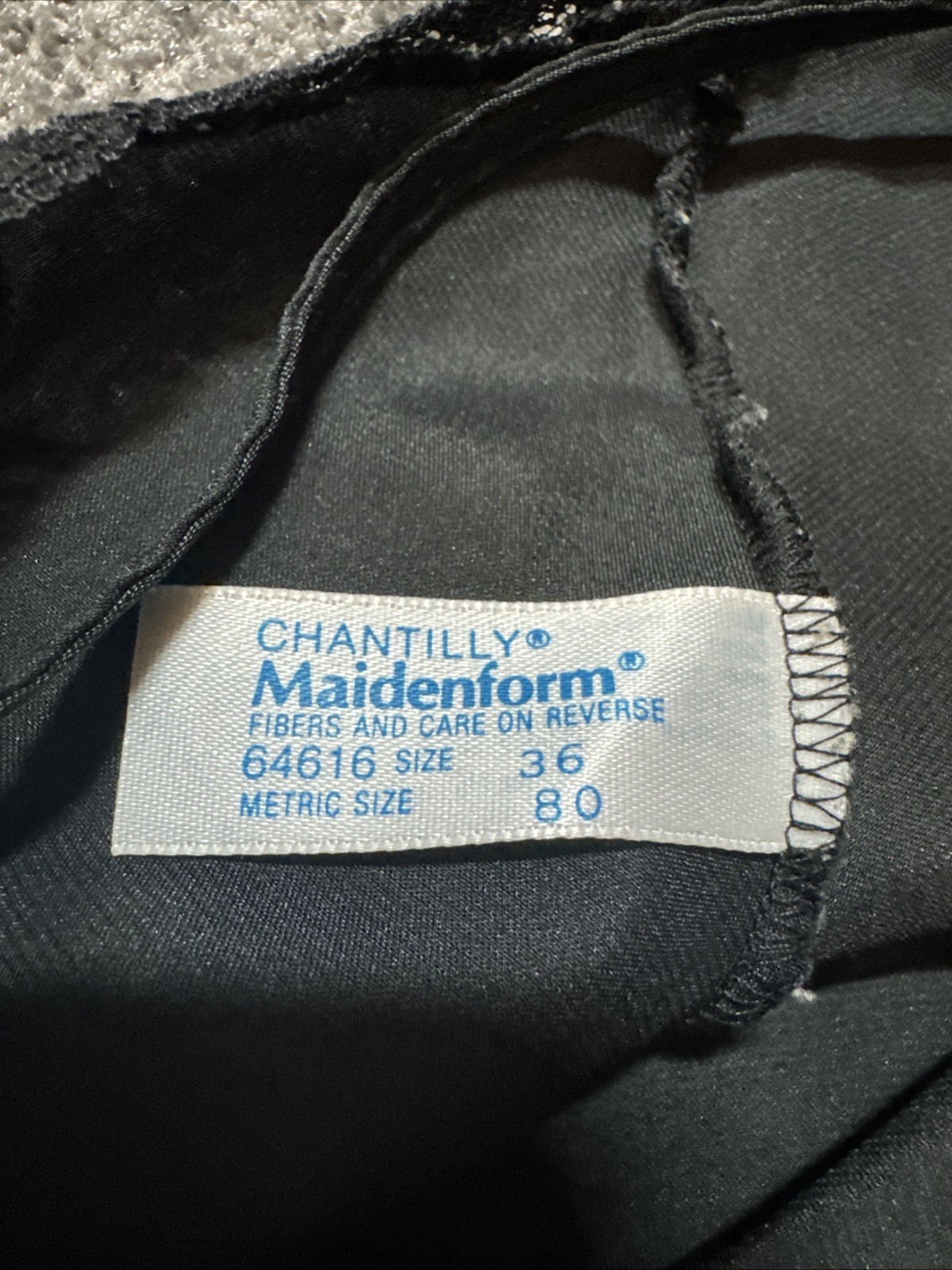 Vintage MAIDENFORM CHANTILLY Black LACE Size 36 Nylon Slip Sleep Polyester