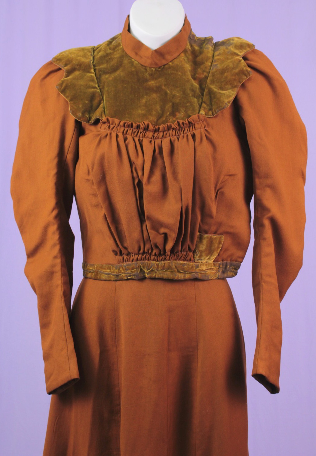 VTG Women&rsquo;s Antique Late 1800s 2 Pc Burnt Orange / Brown Jacket & Skirt Set XS/S