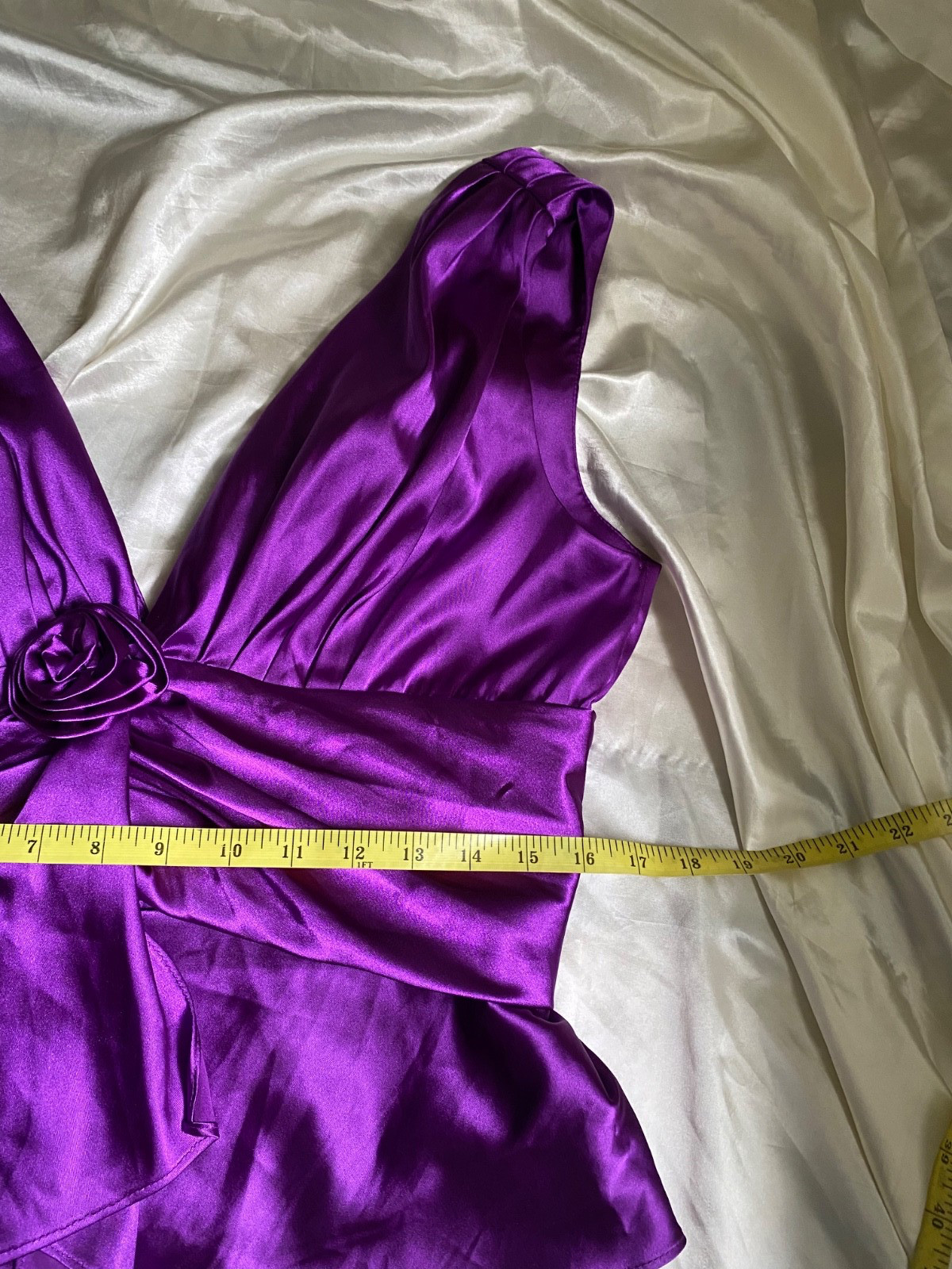 Vintage 1990s Purple Satin Rosette Blouse Going Out Fairy Boho Size 14