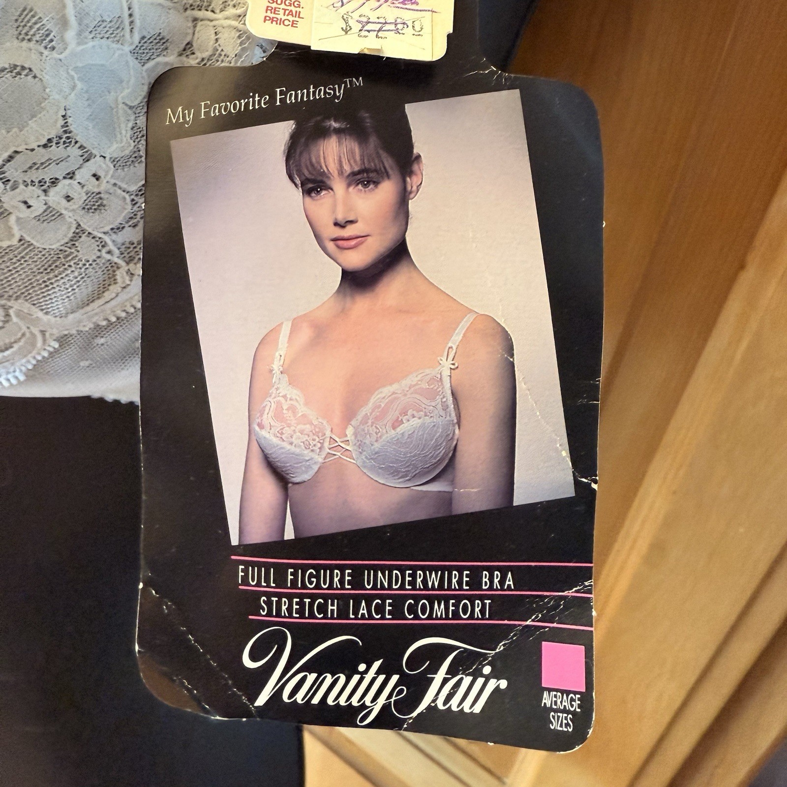 Vintage Vanity Fair Bra 32D Sheer White Nylon Lace Floral Full Figure Underwire